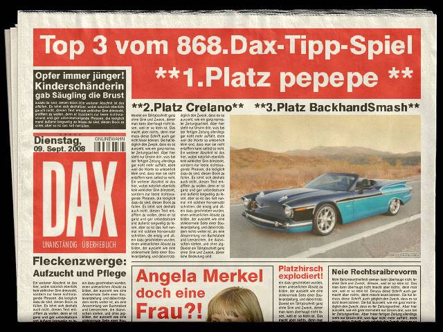 869.DAX Tipp-Spiel *Mittwoch* 10.09.08, 17.45 Uhr 185180