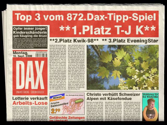 874.DAX Tipp-Spiel *Mittwoch* 17.09.08, 17.45 Uhr 186576