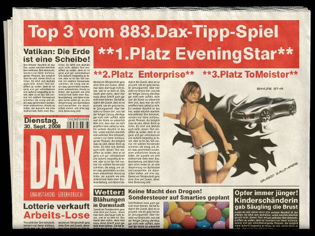 884.DAX Tipp-Spiel *Mittwoch* 01.10.08, 17.45 Uhr 189623