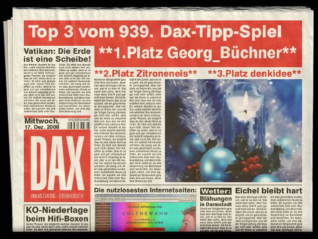 941.DAX Tipp-Spiel *Freitag* 19.12.08, 17.45 Uhr 206174