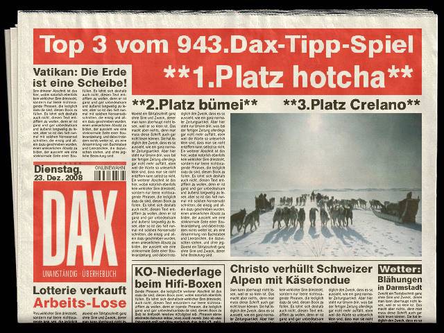 945.DAX Tipp-Spiel *Dienstag* 30.12.08, 17.45 Uhr 207585