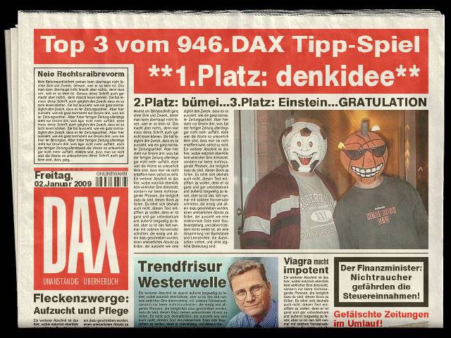 947.DAX Tipp-Spiel, Montag, 5.1.09, 17.45 Uhr 208182