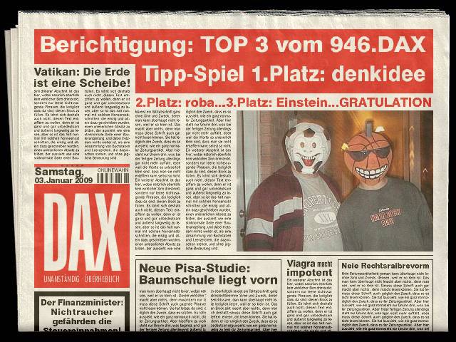 947.DAX Tipp-Spiel, Montag, 5.1.09, 17.45 Uhr 208256