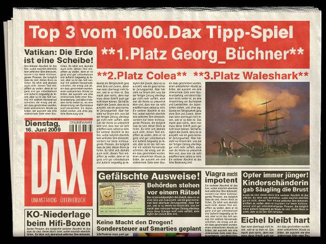 1061.DAX-Tipp-Spiel, Mittwoch 17.06.2009 239055