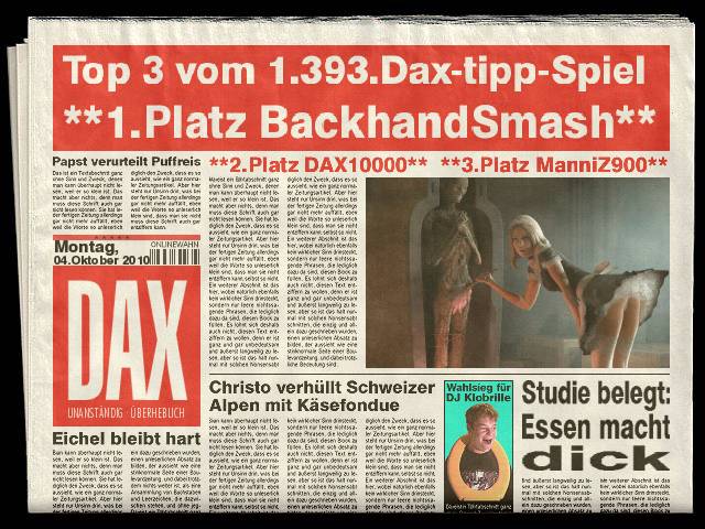 1.394.DAX Tipp-Spiel, Dienstag, 05.10.10 349201