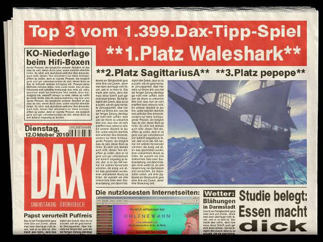 1.400.DAX Tipp-Spiel, Mittwoch, 13.10.10 350776