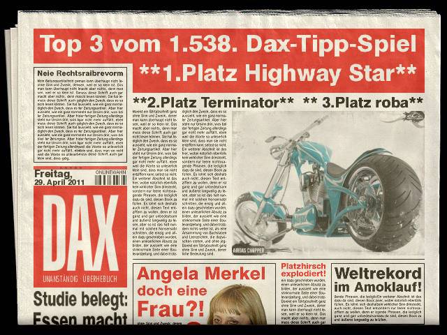 1.539.DAX Tipp-Spiel, Montag, 02.05.11 398926