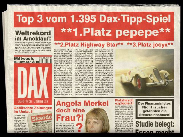 1.396.DAX Tipp-Spiel, Donnerstag, 07.10.10 349639