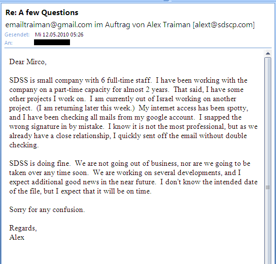 Wann geht es los bei SDSS ? 319598