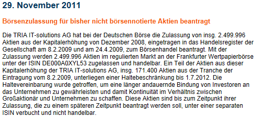 Tria AG, die nächste Rackete vor Silvesterparty 471879