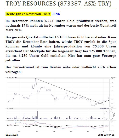 Troy Res- Top Goldproduzent Profit A$16.7 Million 1035020