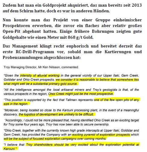 Troy Res- Top Goldproduzent Profit A$16.7 Million 1074860