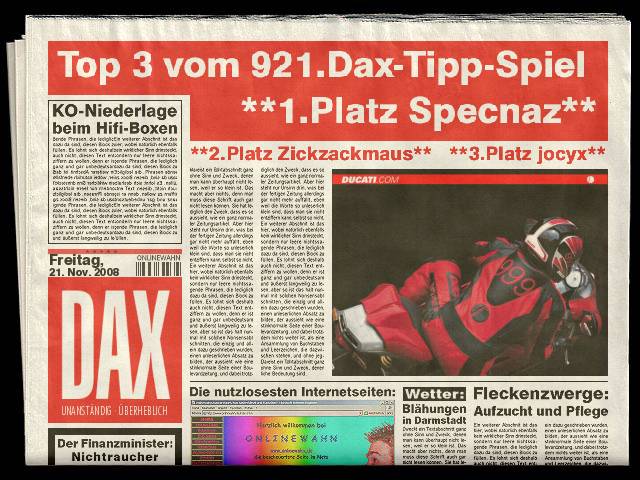923.DAX Tipp-Spiel *Dienstag* 25.11.08, 17.45 Uhr 201442