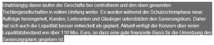 Auf dem Weg aus der Insolvenz / Centrotherm 541643
