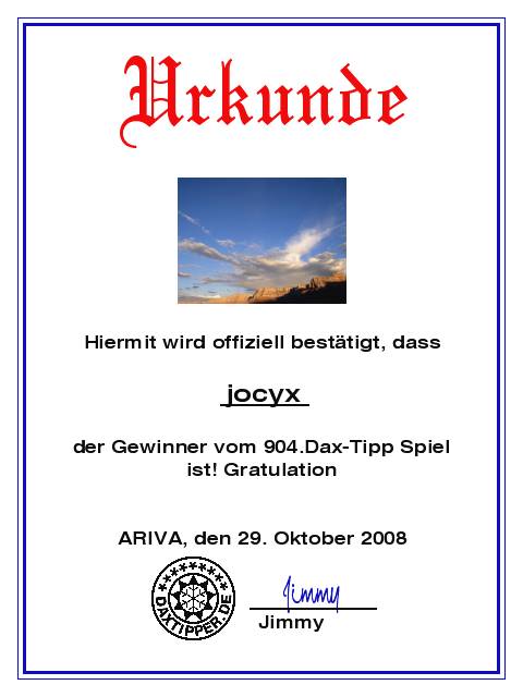 906.DAX Tipp-Spiel *Freitag* 31.10.08, 17.45 Uhr 196105