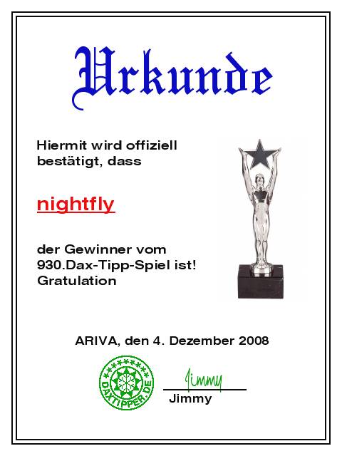 931.DAX Tipp-Spiel *Freitag* 05.12.08, 17.45 Uhr 203623