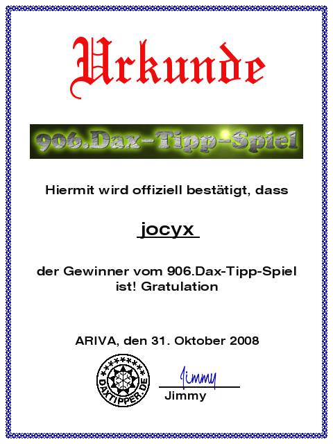 907.DAX Tipp-Spiel *Montag* 03.11.08, 17.45 Uhr 196503
