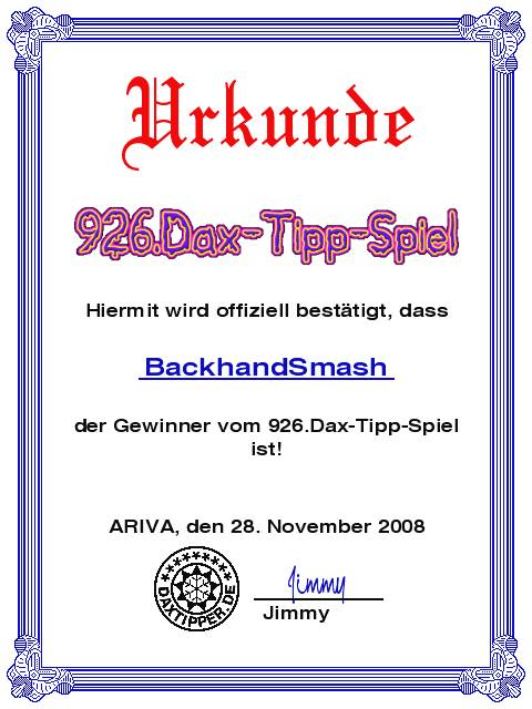 928.DAX Tipp-Spiel *Dienstag* 02.12.08, 17.45 Uhr 202799