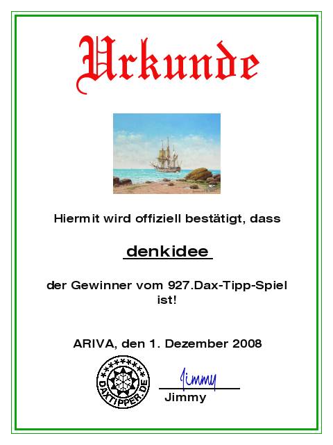 928.DAX Tipp-Spiel *Dienstag* 02.12.08, 17.45 Uhr 202882