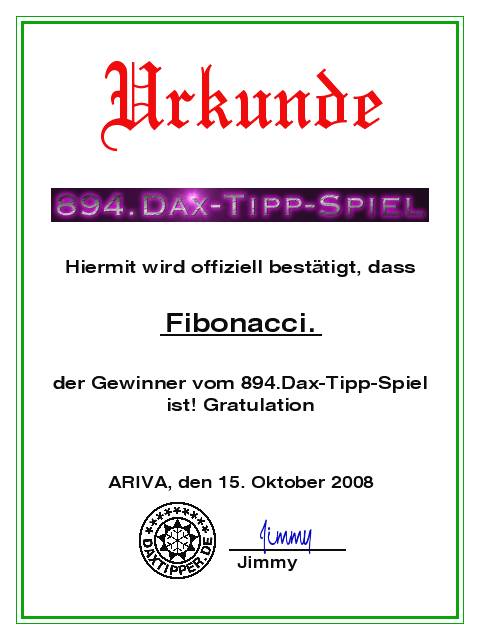 896.DAX Tipp-Spiel *Freitag* 17.10.08, 17.45 Uhr 193023