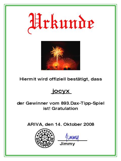 895.DAX Tipp-Spiel *Do* 16.10.08, 17.45 Uhr 192755