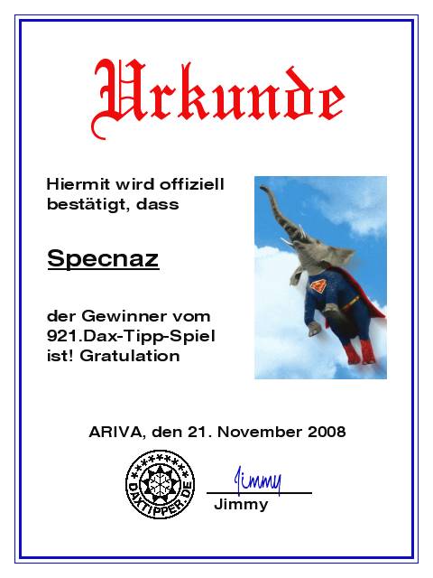 922.DAX Tipp-Spiel *Montag* 24.11.08, 17.45 Uhr 201145
