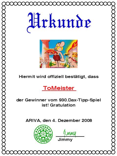 931.DAX Tipp-Spiel *Freitag* 05.12.08, 17.45 Uhr 203649