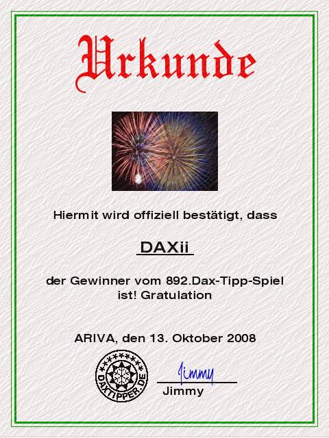 894.DAX Tipp-Spiel *Mittwoch* 15.10.08, 17.45 Uhr 192509