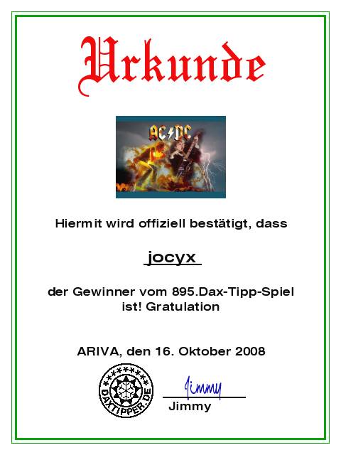 897.DAX Tipp-Spiel *Montag* 20.10.08, 17.45 Uhr 193351