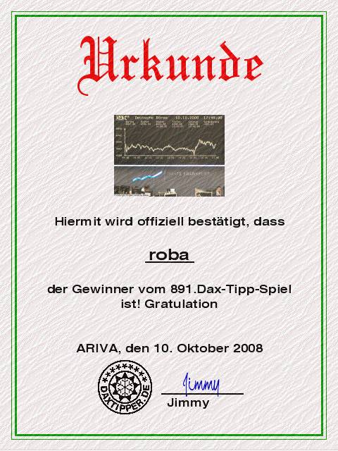 892.DAX Tipp-Spiel *Montag* 13.10.08, 17.45 Uhr 191890