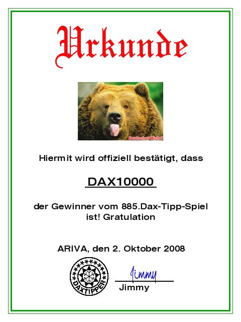 887.DAX Tipp-Spiel *Montag* 06.10.08, 17.45 Uhr 190151