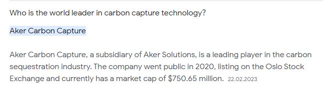 Aker Carbon Capture ASA für die Klimaziele 1375170