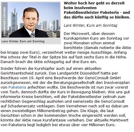 Was steckt hinter dem Paketeria AG Anstieg? 401852