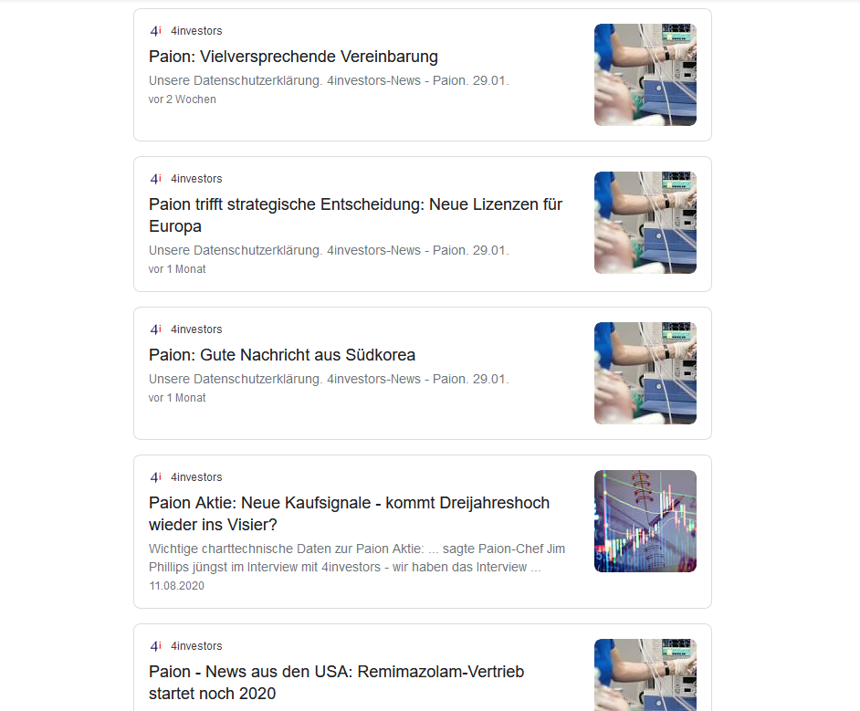 Paion: Daten / Fakten / Nachrichten / Meinungen 1233948