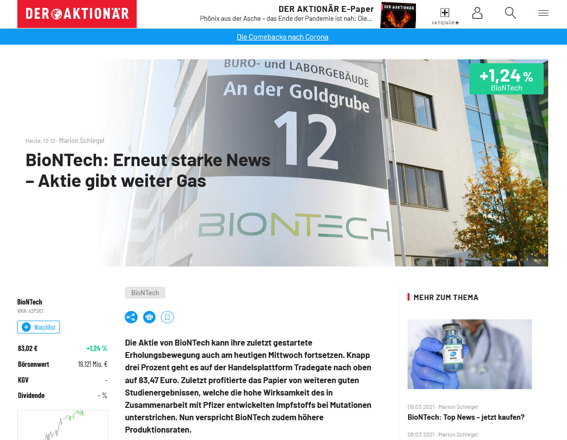 Biontech & MRNA: Revolution in der Pharmaindustrie 1239178