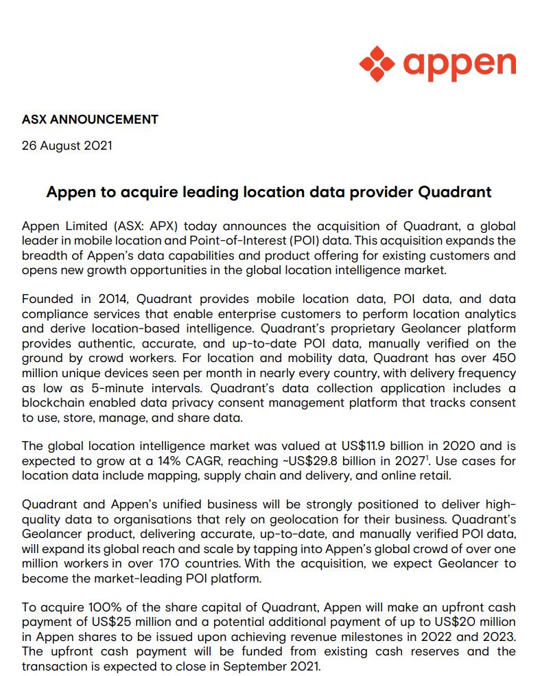 APPEN LTD - Entwicklung künstlicher Intelligenz 1270897