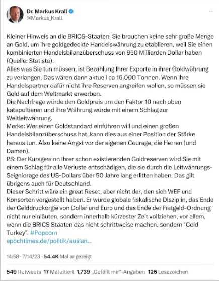 Wenn das Gold redet, dann schweigt die Welt! 1381825
