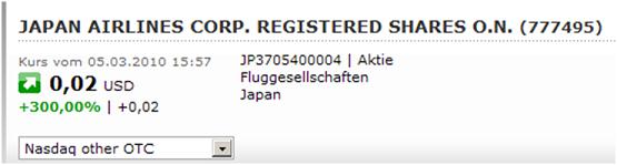 JAPAN AIRLS CORP WKN:777495 NEWS! 305277