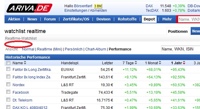 realtime-watchlist - DAX realtime weg ?? 805551