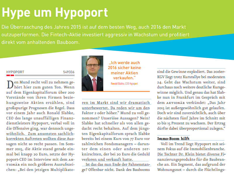 Hypoport - Kurschancen mit dem Finanzvertrieb 2.0 875230