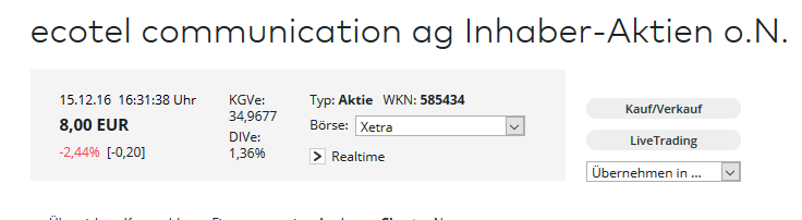Ecotel jetzt 100 % Kursplus*Übernahmekandidat.... 958839