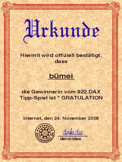 923.DAX Tipp-Spiel *Dienstag* 25.11.08, 17.45 Uhr 201623