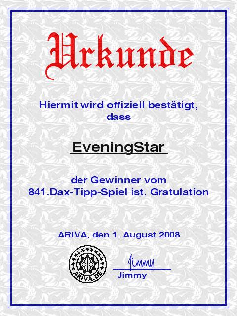 842.DAX-Tipp-Spiel**Montag**04.08.08-17.45 Uhr 177850
