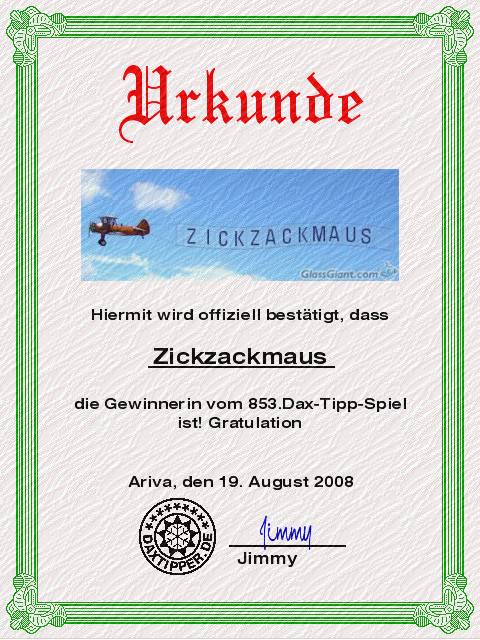 855.DAX-Tipp-Spiel **Do.** 21.08.08-17.45 Uhr 181146