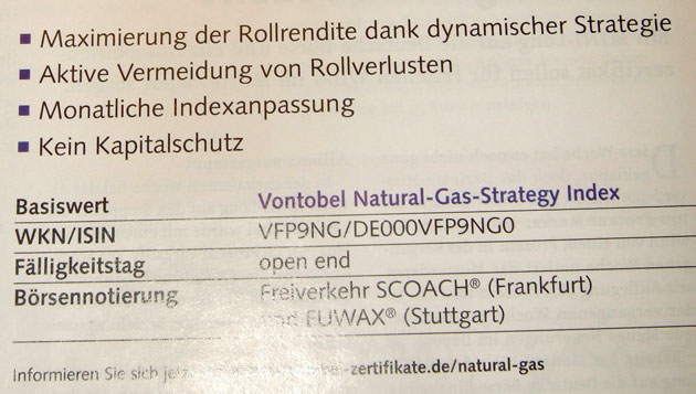 Beobachtung von Gas und Gaszertifikat 272087