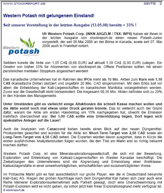Western Potash Corp. - Kali als Kurstreiber. 164492