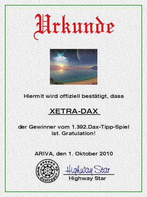 1.393.DAX Tipp-Spiel, Montag, 04.10.10 348791