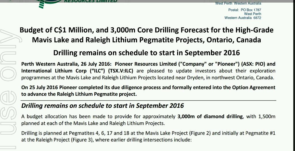 PIONEER RES 20m at 4.08g/t Au 929213