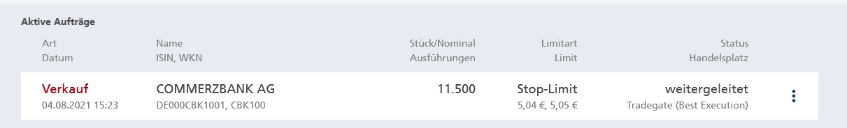 COMMERZBANK kaufen Kz. 28 € 1267421