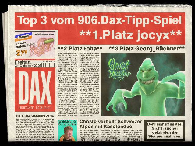 907.DAX Tipp-Spiel *Montag* 03.11.08, 17.45 Uhr 196501